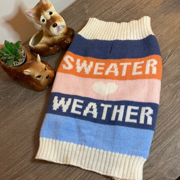 Heart & Striped Dog Statement Sweater 'Sweater Weather" - Picture 1 of 5